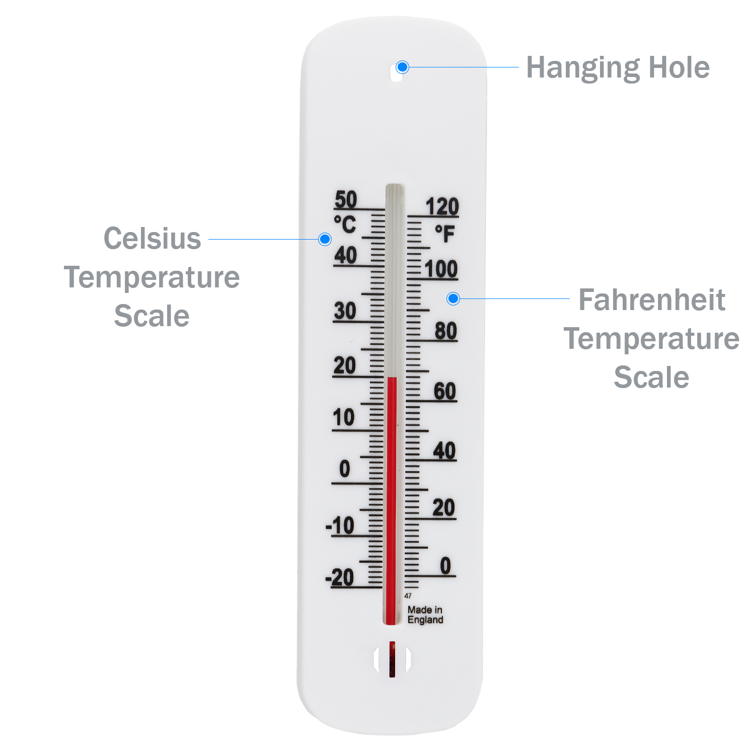 Wall Thermometer - 150mm Plastic Hanging Thermometer