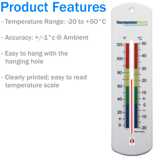 Large 240mm Wall Thermometer - Thermometer World